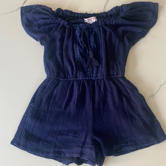 Navy blue girls romper size 7 - Picture 1 of 6